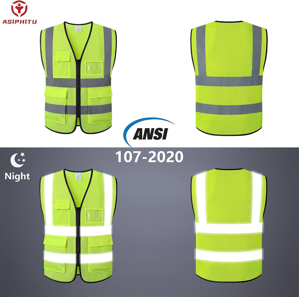 Reflective Safety Vest for Men Women Construction Vest Meet ANSI/ISEA Standard