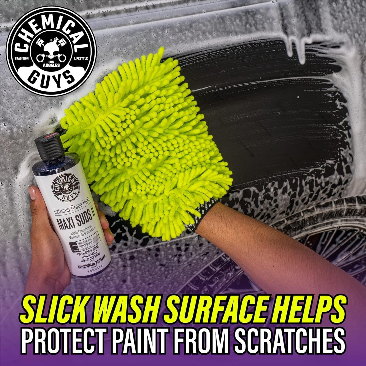 Chemical Guys CWS/1010/64 Maxi-Suds II Foaming Car Wash Soap (Works with Foam Cannons, Foam Guns or Bucket Washes) Safe for Cars, Trucks, Motorcycles, RVs & More, 64 fl. Oz (Half Gallon), Grape Scent