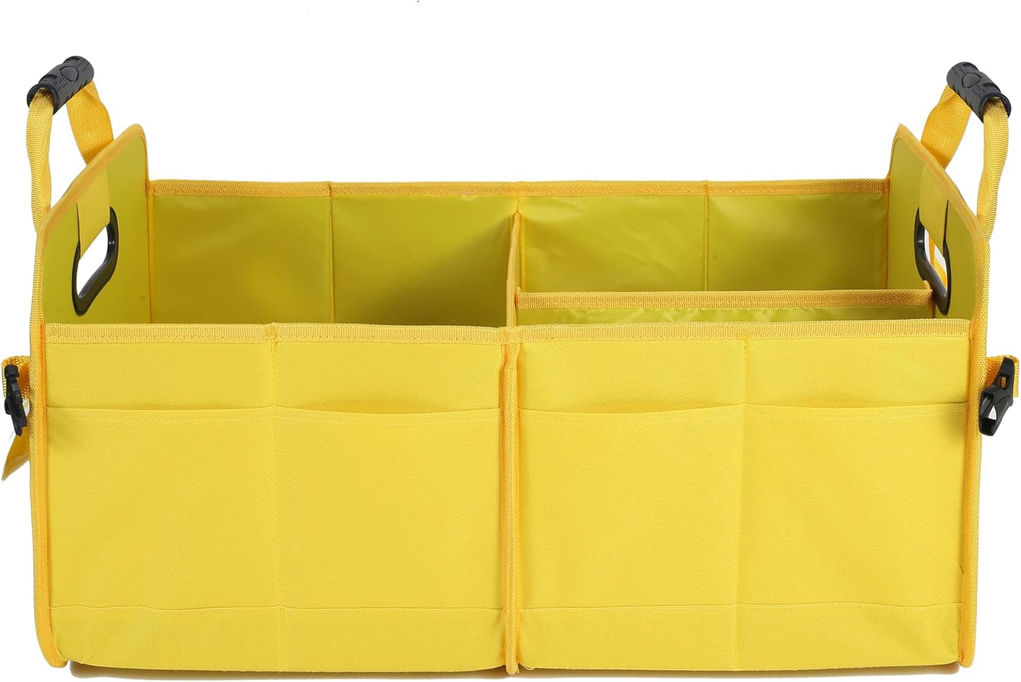 Car Suv Trunk Organizer,Sturdy Storage Organizer for Car Accessories,Tools,Sundries.Upgraded 4 Carrying Handles,72L,Foldable,Waterproof,Multi Compartment,2 Straps for Fixation (Yellow B)