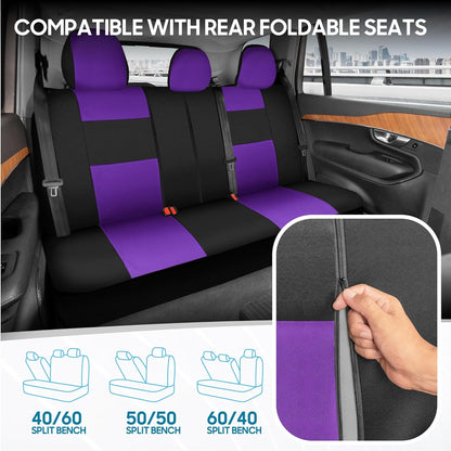 BDK PolyPro Car Seat Covers Full Set in Charcoal on Black – Front and Rear Split Bench for Cars, Easy to Install Cover Set, Accessories Auto Trucks Van SUV