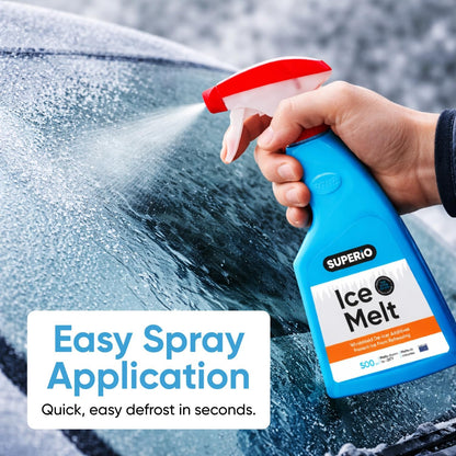 Superio Windshield Deicer for Car – Winter Ice Melt & Defroster, Washer Fluid Safe, 17 oz