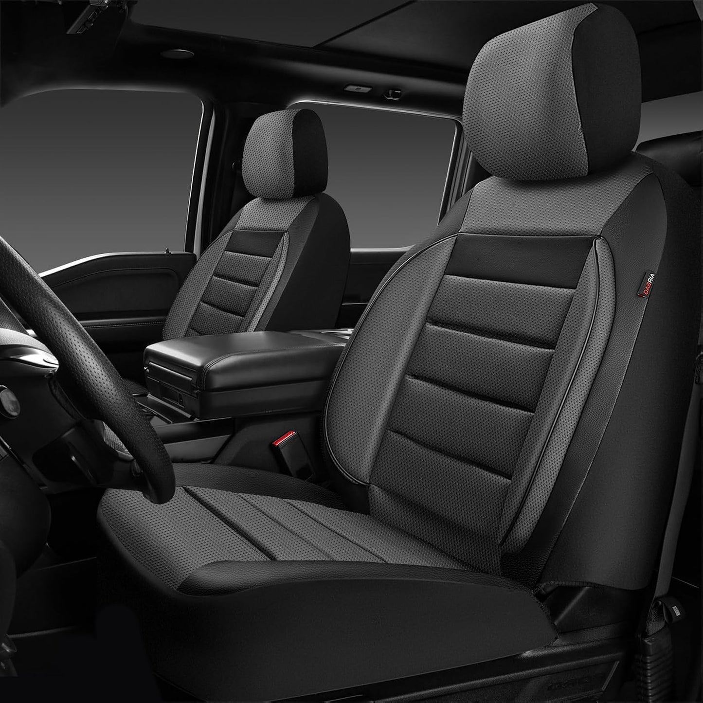 CAR PASS Leather Seat Covers Full Set Universal Water Resistant 3D Foam Back Support, Luxury Comfort Automotive 5 Seat Covers All Season Fit for SUV,Sedan,Van, Airbag Compatible Elegance(Pure Black)
