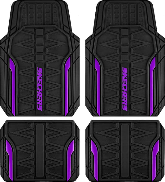 Skechers Car Floor Mats,Heavy Duty Rubber Car Mats Full Set,All Weather Floor Mats,Waterproof TrimTo Fit Universal Floor Liner Car Accessories,Automotive Floor Mats for Cars Trucks SUV,Purple