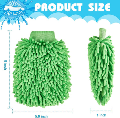Toulite 16 Pcs Car Wash Mitt Chenille Microfiber Wash Mitt Double Sided Glove Cleaning Drying Mitts (7.48 x 10.24 Inch,Royal Blue,Green)