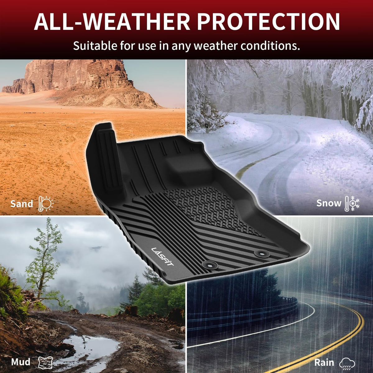 LASFIT Floor Mats Fits for Hyundai Sonata 2020-2026 (Only for FWD & Gas) & Kia K5 2021-2025 (Only for FWD) Custom Fit TPE All Weather Floor Liners Car Mats Accessories, Black