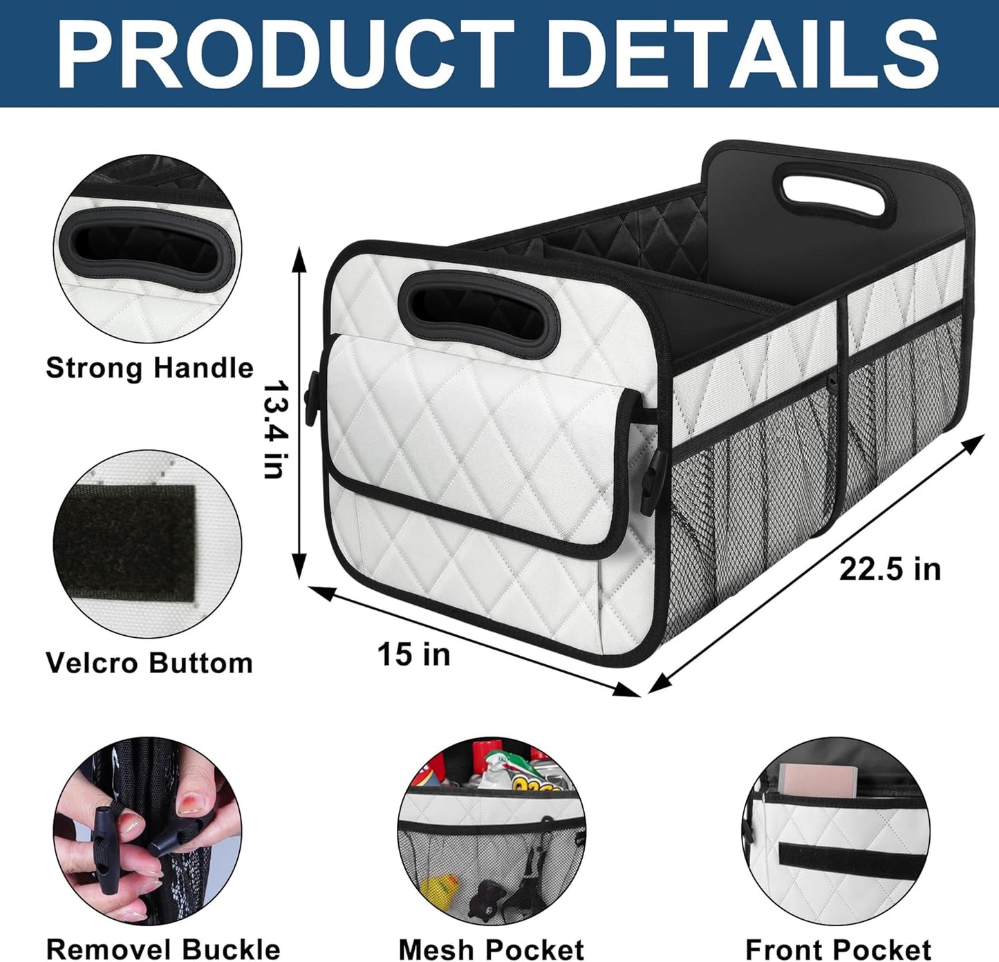 Deosk Car Trunk Organizer for SUV, Car Organizers and Storage with Reinforced Handles, Car Accessories for Women/Men 50LWaterproof Polyester Trunk Organizer, Black