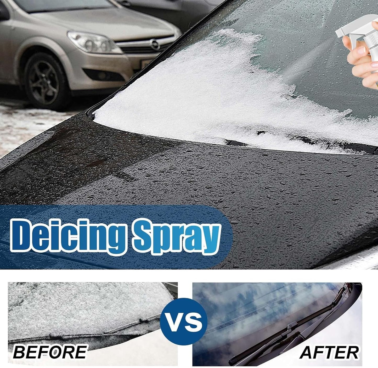 Windshield Deicer Spray for Car, Multi-Surface De-ice Spray Melts Ice & Frost, Safe for Windows, Mirrors, Headlights, Door Locks, Essential Winter Car Care Product (2)