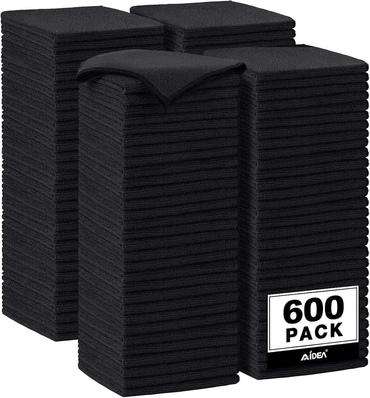 AIDEA Microfiber Cleaning Cloth-12PK, Soft Microfiber Towels for Cars, Absorbent Cleaning Rags, Lint-Free Streak-Free Wash Cloths for House, Kitchen, Window(12in.x12in), Black