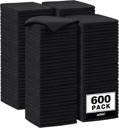 AIDEA Microfiber Cleaning Cloth-12PK, Soft Microfiber Towels for Cars, Absorbent Cleaning Rags, Lint-Free Streak-Free Wash Cloths for House, Kitchen, Window(12in.x12in), Black