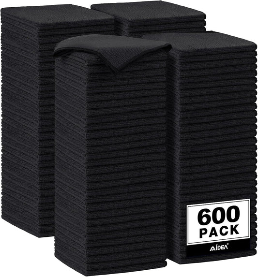 AIDEA Microfiber Cleaning Cloth-12PK, Soft Microfiber Towels for Cars, Absorbent Cleaning Rags, Lint-Free Streak-Free Wash Cloths for House, Kitchen, Window(12in.x12in), Black