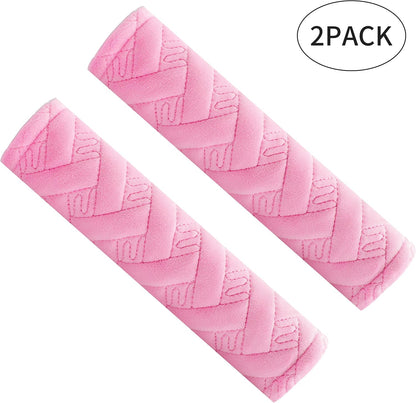Amooca 2-Pack Soft Seat Belt Covers Universal Car Shoulder Pad Cushions with Braid Pattern for Comfortable Driving & Bag Strap Protection Red