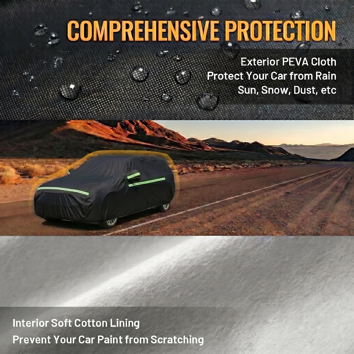 Favoto SUV Car Cover Waterproof All Weather 6 Layers Heavy Duty Car Cover for Automobiles Rain Sun Snow UV Protection with Inner Cotton Car Cover Outdoor Universal Fit for SUV (188-198 inch) Silver