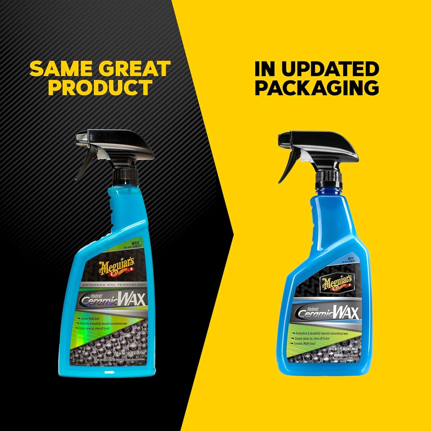Meguiar's Hybrid Ceramic Wax, Easy-to-Use Spray Wax for Car Detailing with the Superior Protective Power of Advanced SiO2 Hybrid Barrier Technology, 26 Oz Spray Bottle