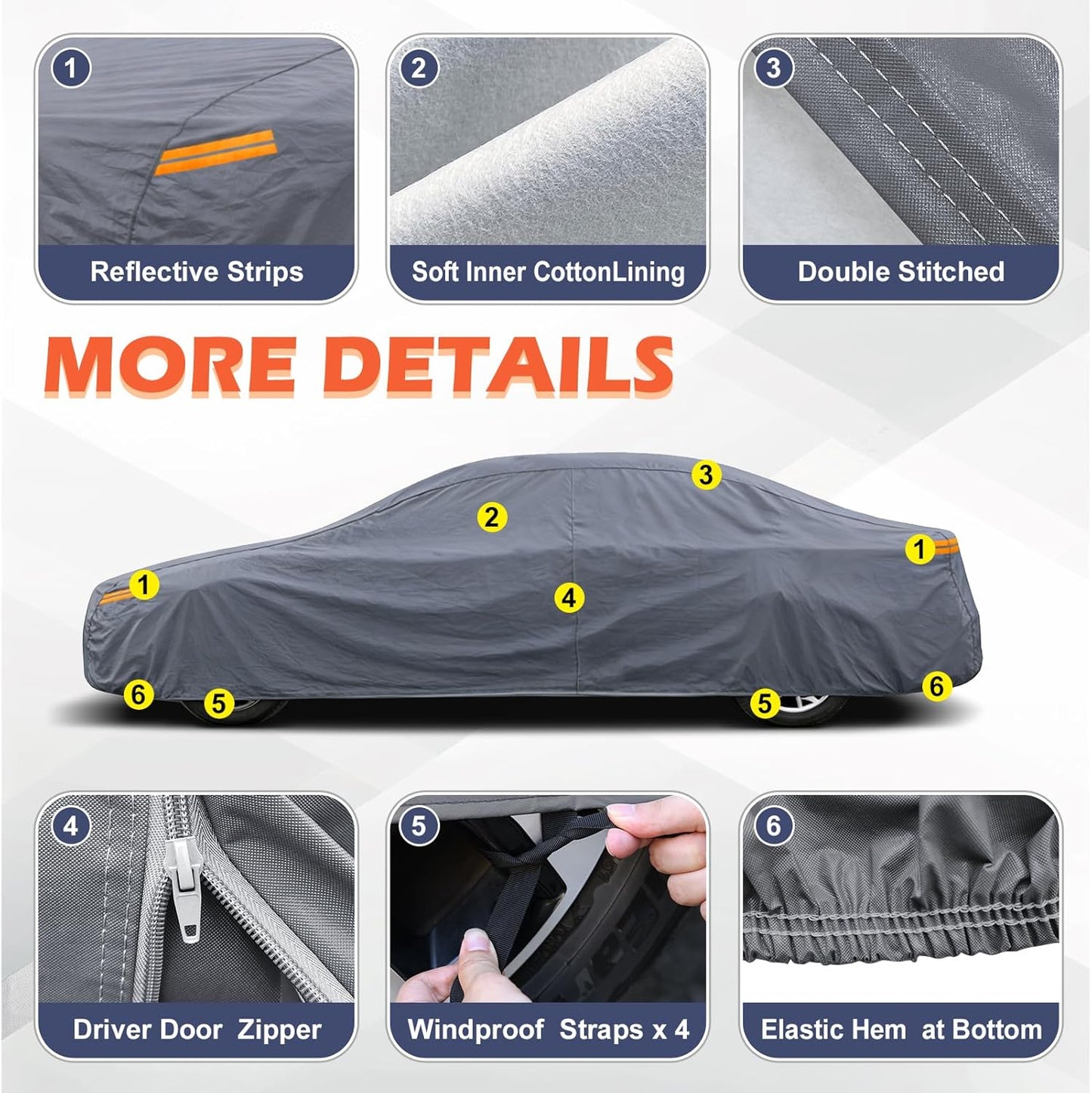 Coverlex Large Car Cover for SUV, Outdoor SUV Cover Universal Fit for Dodge Durango, Audi Q7, BMW X5, Benz GLE, Acura MDX, CX-9, VW Atlas, Jeep Grand Cherokee, Infiniti QX60, Length 201 Inches