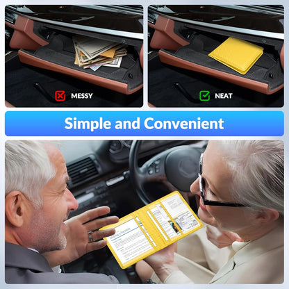 Car Registration and Insurance Card Holder，Vehicle Glove Box Car Organizer，Accessories Case for Storing Driving Licences, Cards, Documents