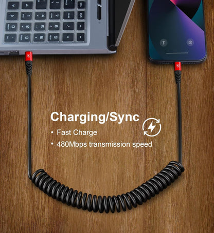USB C to C Cable 3ft 2Pack Coiled USB C Charger Cable for Car Type C Fast Charging Cable for iPhone 17/16/15/Plus/Pro/Pro Max/Samsung Galaxy S23