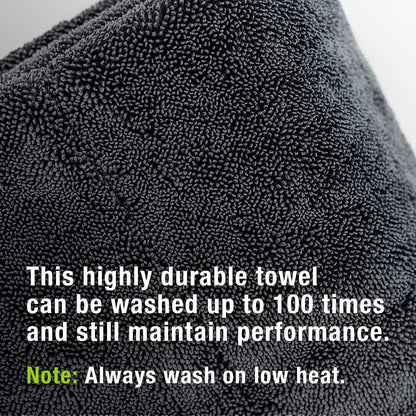 ExoForma Mega Car Drying Towel - Holds Up to 9 lbs, No Streaks, Scratches, or Water Spots | 1200 GSM Microfiber Double Twist Pile & Edgeless Design, 1 Quick & Effortless Dry - 24” x 36”