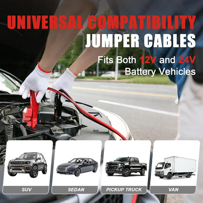 Jumper Cables for Car,8 Gauge 12 Feet Heavy Duty Booster Cable,Quick Connect Automotive Wires with Alligator Clamps,Carrying Bag for Cars Trucks