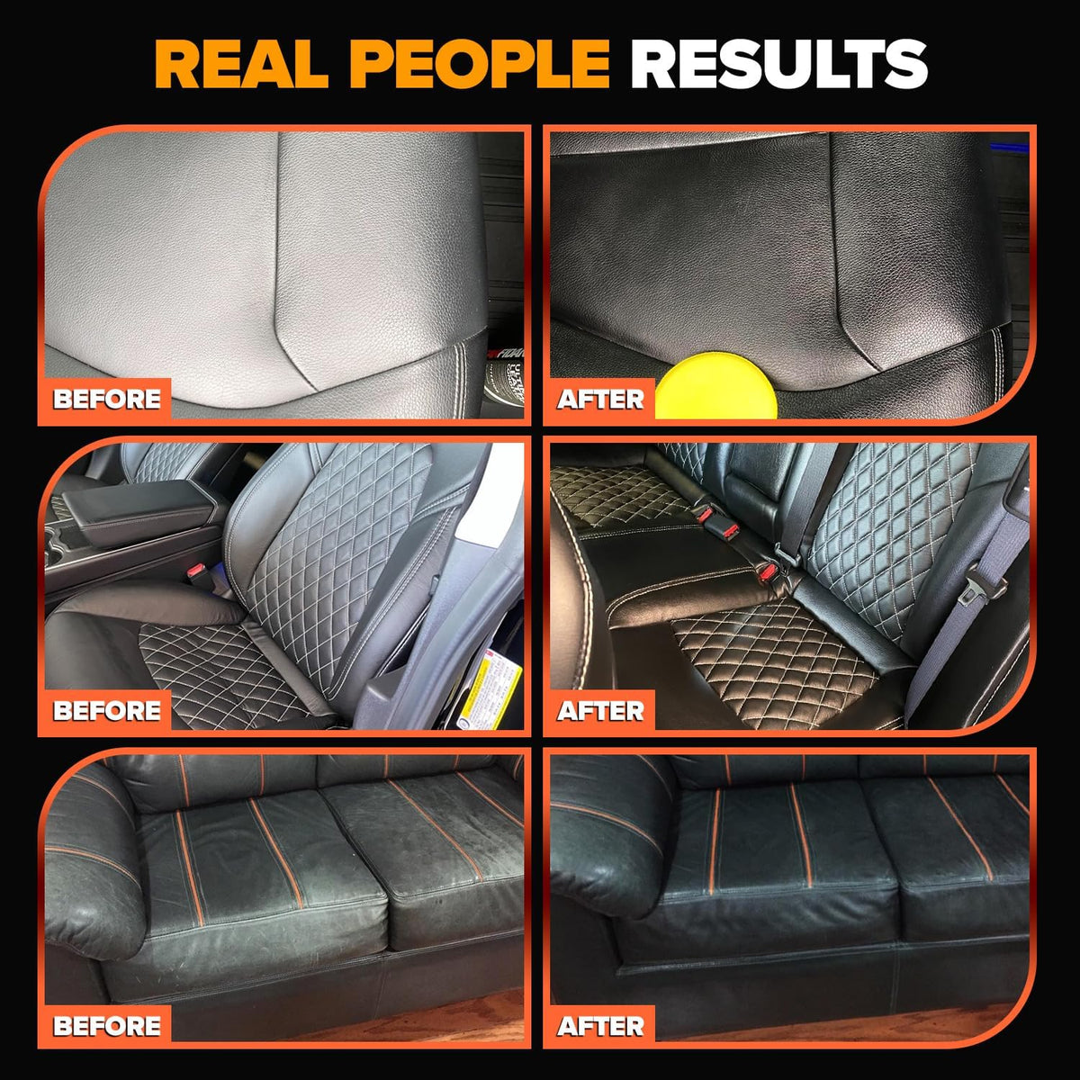 Leather Couch Conditioner & Restorer - Full Leather Restore & Conditioning Kit with Applicator Pad for Car Seats, Couch, Furniture, Shoe, Sofa, Bag & Purses - 18 fl. oz.