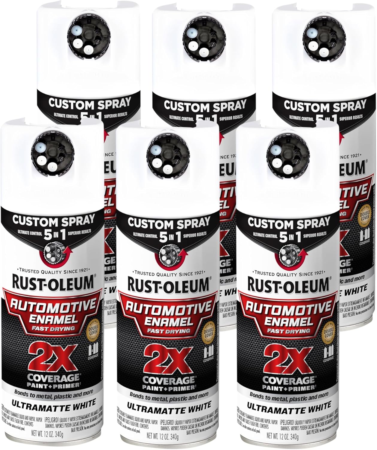 Rust-Oleum 2X Automotive Enamel Custom Spray 5-in-1 Spray Paint, 12 oz, Gloss Clear