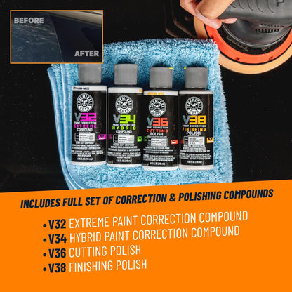 Chemical Guys TORQX Random Orbital Polisher, Pads, Polishes, and Compounds Kit - Car Polishing Kit Safe for Trucks, SUVs, Motorcycles, and More, 700W Motor, 8mm Orbit, 9-Piece Set