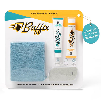 Car Scratch Remover Kit for Vehicles. Perfect for Car Clear Coat Repair, Wax Removal & Erase Scratches. Includes Buffing Pad, Filling/Polish Rubbing Compound, & Polishing Cloth