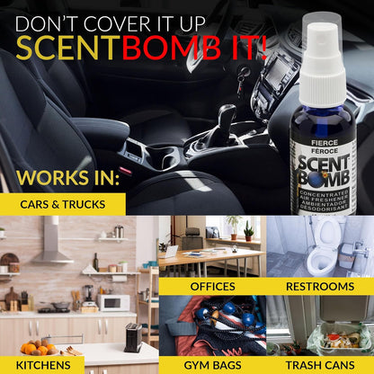 Scent Bomb Air Freshener Spray, Long-Lasting Odor Eliminator - Effective Deodorizer for Home & Car, Fresh Room Spray for Kitchen, Bathroom & Smell Neutralizer - 1 oz Pack of 4, Black Cherry Scent