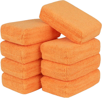 AIDEA Microfiber Applicator Pad-8Pack, Car Wash Sponge, Premium Microfiber Sponge and Cleaning Pads, Perfect for Effortless Wax, Sealant, and Conditioner Application, Car Detailing Supplies, Blue