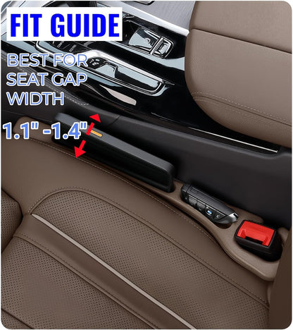 BESTKEE Car Seat Gap Filler 2 Pack, No Drop Seat Gap Plug with Dual Storage Slots, Blocks Phones Keys Coins, Flexible EVA Console Gap Filler Auto Accessories for Cars SUVs Trucks
