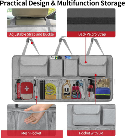 Car Trunk Organizer and Storage, Large Capacity Backseat Hanging Storage Accessories, Backseat Car Organizer for SUV/MPV/Truck (Black)