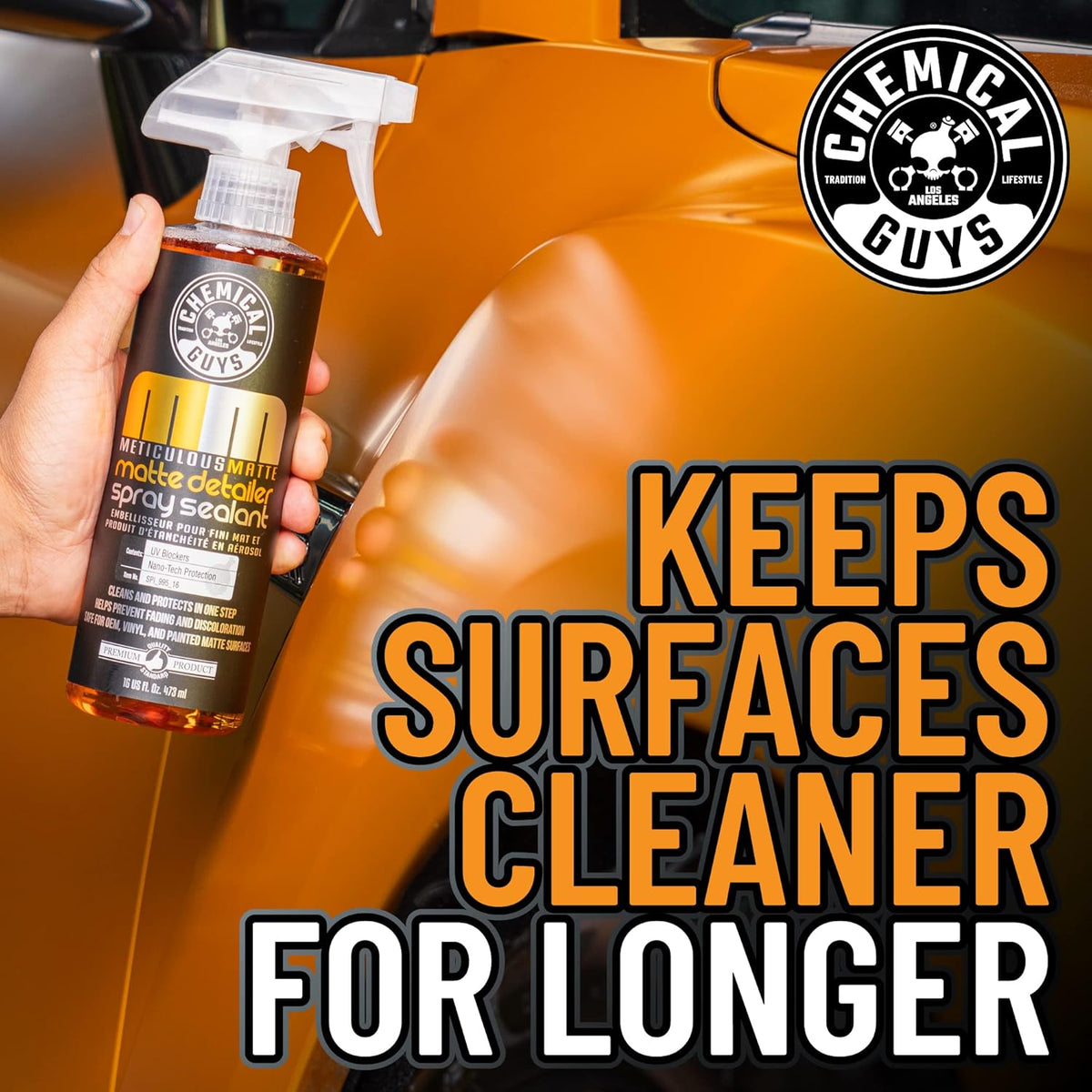 Chemical Guys Meticulous Matte Finish Detailer and Spray Sealant – Quick Detailer Spray for Satin and Matte Surfaces – Safe for Vinyl Wraps on Cars, Trucks & SUVs, 16 oz