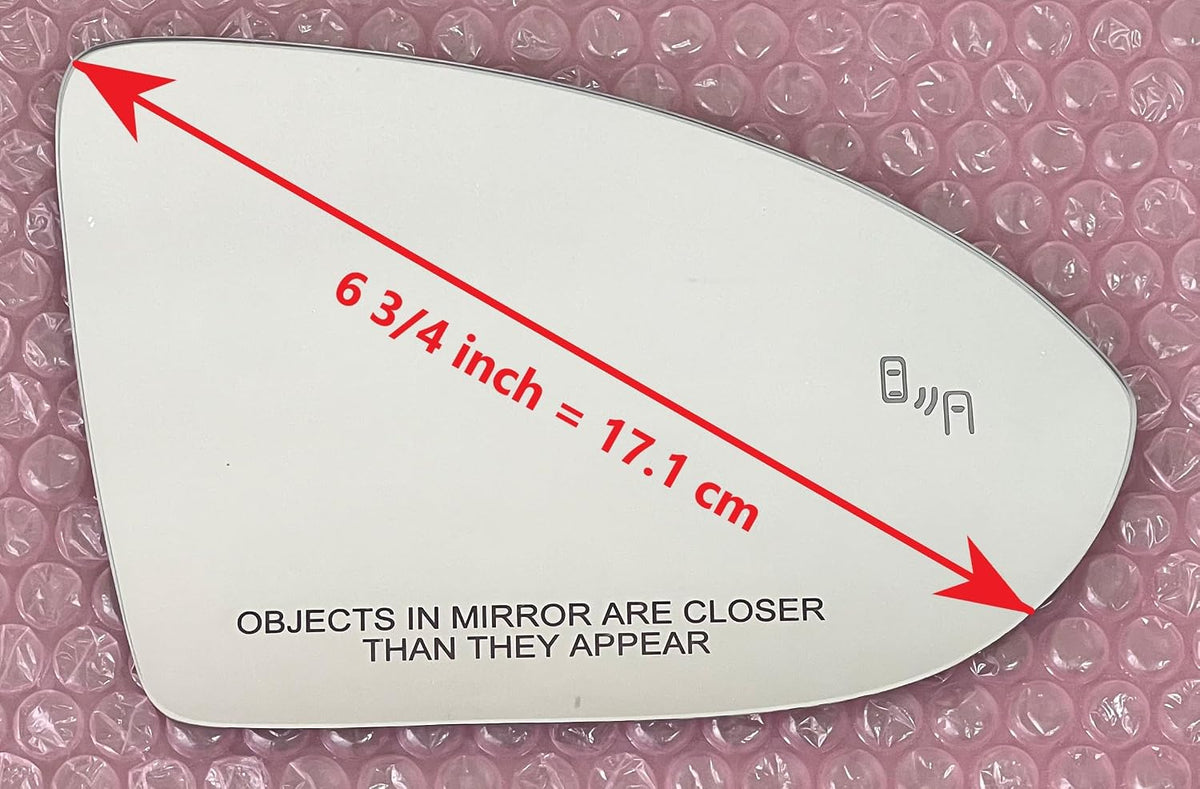 Blind Spot Passthrough Mirror Glass with Full Size Adhesive for Volkswagen | 2015 – 2021 Golf | 2019 – 2024 Jetta | 2015 – 2024 GTI | Passenger Side View Right RH