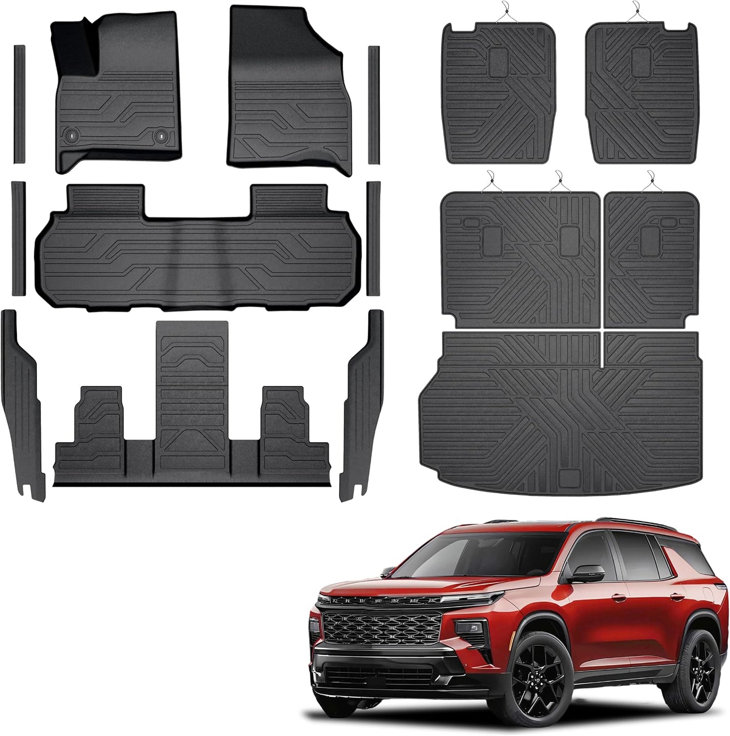 KARPAL Floor Mats for 2007-2013 Chevy Silverado & GMC Sierra 1500 Crew Cab / 2007-2014 2500/3500 HD(Footwell Coverage), All-Weather TPE Custom Fit Floor Liners Car Accessories