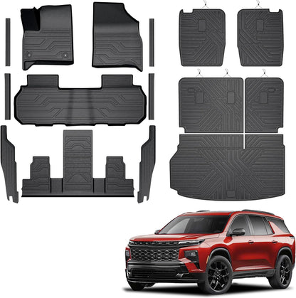 KARPAL Floor Mats for 2007-2013 Chevy Silverado & GMC Sierra 1500 Crew Cab / 2007-2014 2500/3500 HD(Footwell Coverage), All-Weather TPE Custom Fit Floor Liners Car Accessories