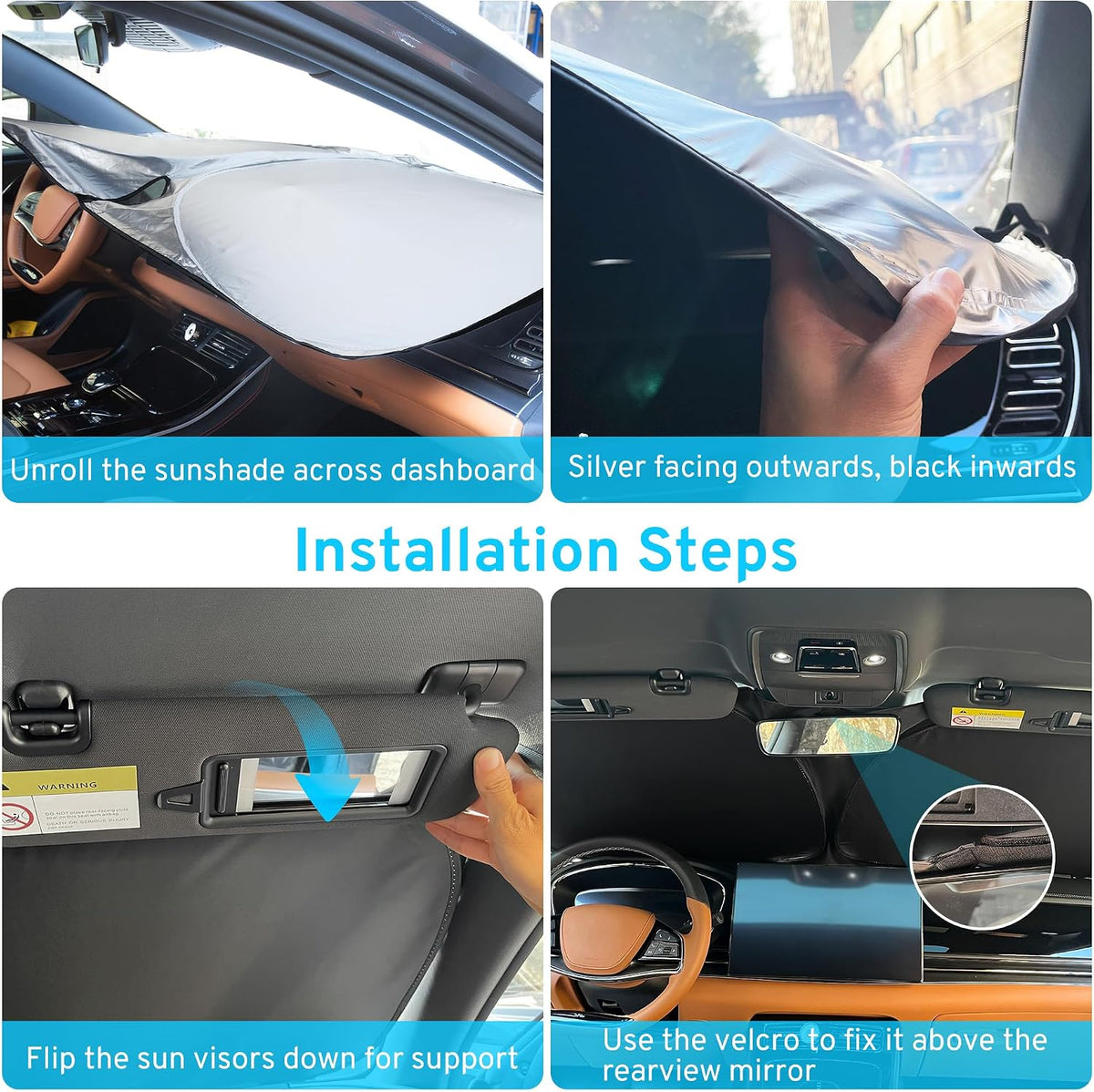 Car Windshield Sun Shade Sunshade Compatible with Honda Fit EX EXL Sport Engine 2024 2023 2022 2021 2020-2007 Accessories, Car Front Window Sun Shield