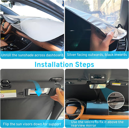 Car Windshield Sun Shade Sunshade Compatible with Honda Fit EX EXL Sport Engine 2024 2023 2022 2021 2020-2007 Accessories, Car Front Window Sun Shield