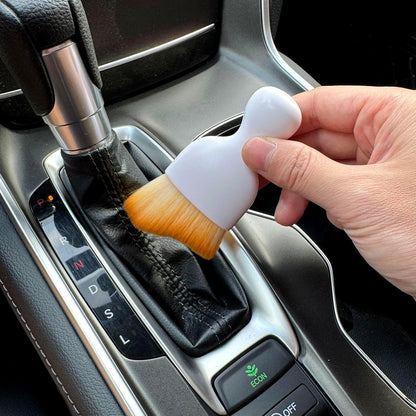 Car Detailing Brush, Soft Bristle Cleaning Brush, Scratch-Free Auto Duster Tool for Dashboard, Air Vents, Leather & Interior Cleaning (Black&Brown)