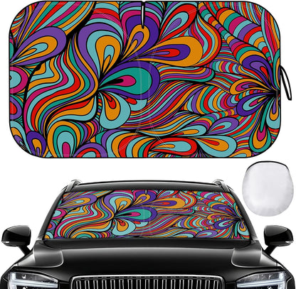 Windshield Sun Shade - Car Sun Shade Windshield, Reflector Sunshade Offers Ultimate Protection for Car Interior, Foldable Front Window Fit for Hatchback, Truck, SUV, MPV