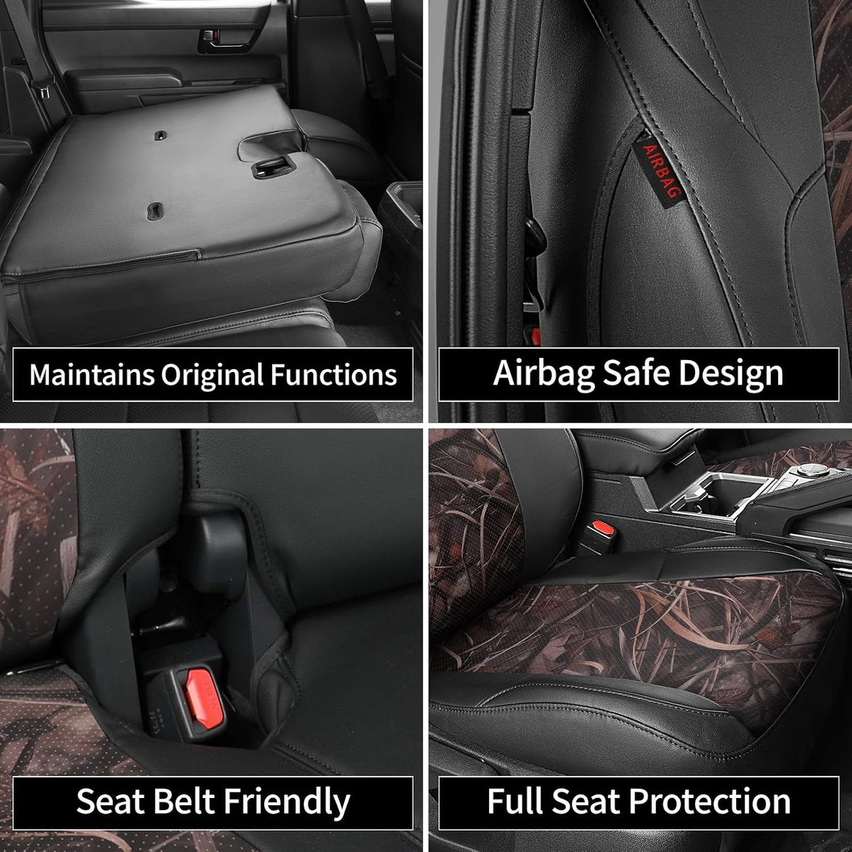 EKR Tacoma Car Seat Covers Custom Fit for Toyota Tacoma (Petrol) 2024 2025 2026 DoubleCab/CrewCab SR/SR5/TRD Sport/TRD Off-Road/Limited -Truck Seat Covers Full Set,Faux Leather(Black)