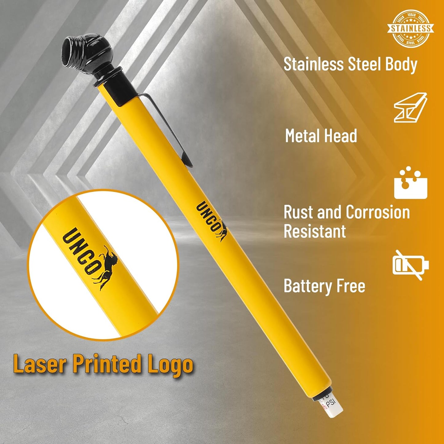 UNCO Pencil Tire Gauge, 2 Pack, 10-75 PSI, Car Tire Air Gauge