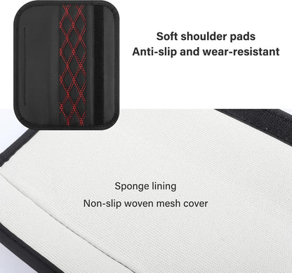 2PCS Car Seat Belt Cover Pads,Leather Seatbelt Covers Protect Shoulder and Neck Car Accessories Interior,Universal Car Seat Strap Pads Car Decorations for Most Cars Trucks (Black/Red)