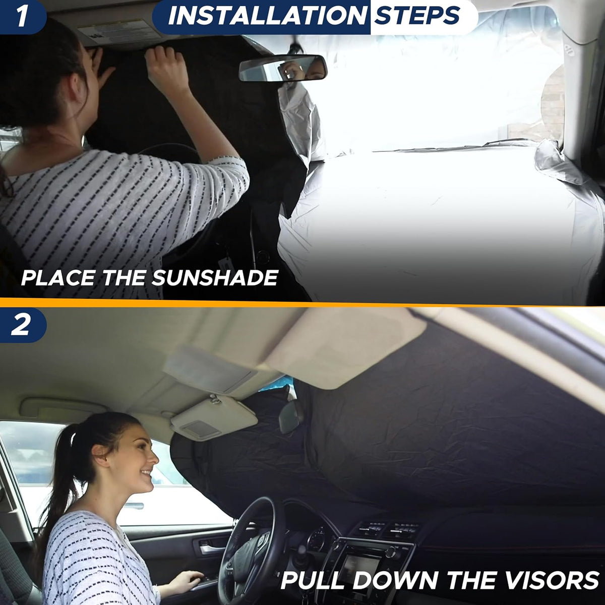 EcoNour Car Windshield Sun Shade | 2025 Upgraded Innovative No-Light-Pass Technology for Maximum Coverage | Foldable Sun Shade Keeps Your Vehicle Cool | Must-Have Car Accessories | Small (59" x 29") - Colors I