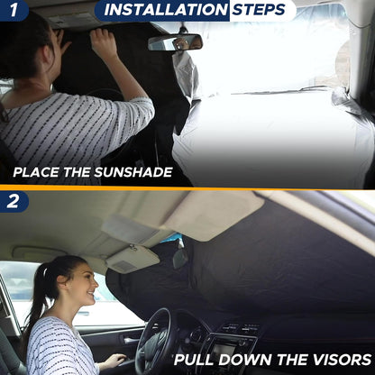 EcoNour Car Windshield Sun Shade | 2025 Upgraded Innovative No-Light-Pass Technology for Maximum Coverage | Foldable Sun Shade Keeps Your Vehicle Cool | Must-Have Car Accessories | Small (59" x 29") - Colors I