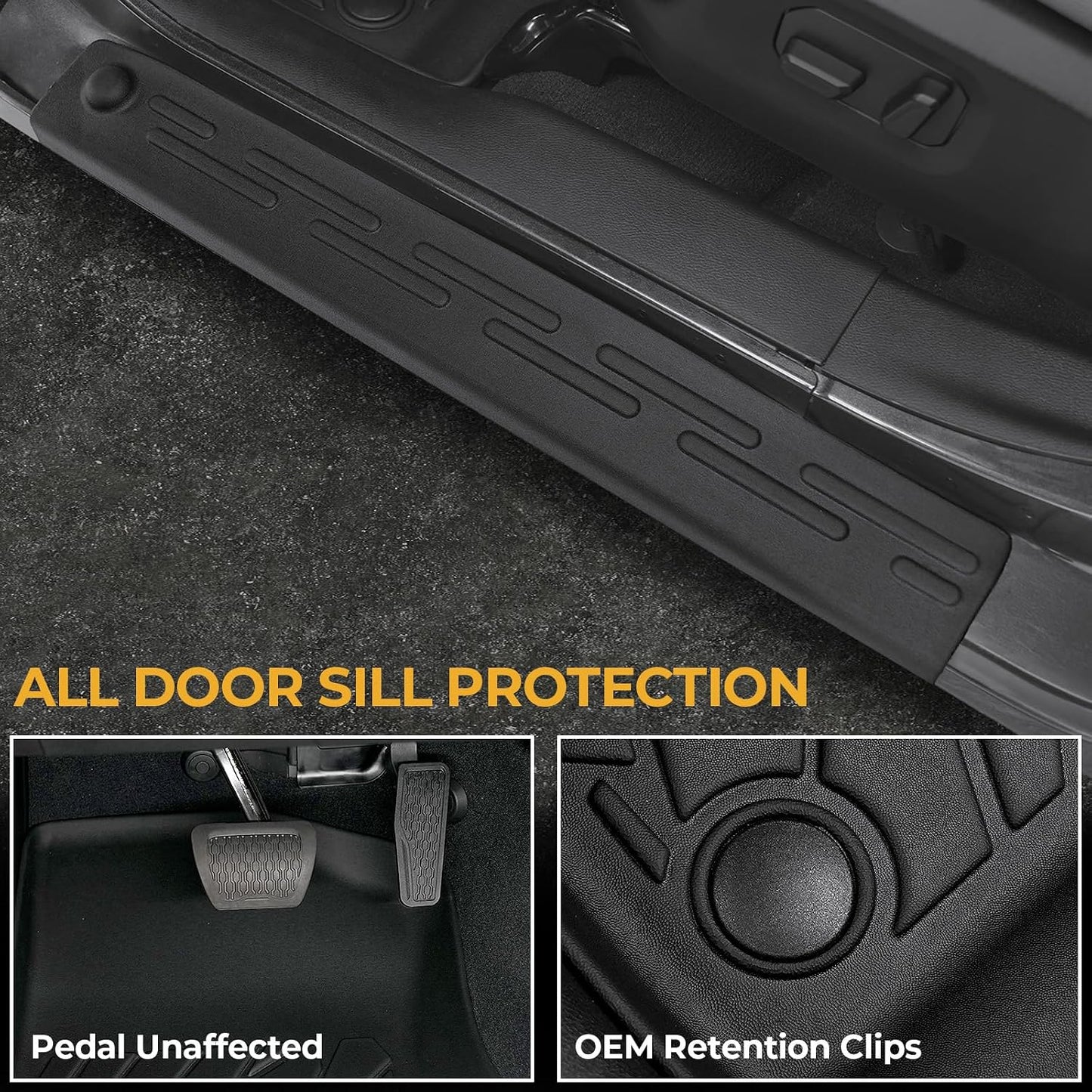 Floor Mats for Jeep Cherokee 2019-2023, All Weather Floor Mats Trunk Cargo Liner with Backrest Protectors and Door Sill Guards Accessories, Full Coverage Set