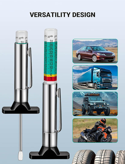 LUMITECO 3-Pack Tire Tread Depth Gauge, Color Coded Tire Tread Gauge in 1/32 Inch, Efficient Tread Depth Gauge 32nds Tire Measure Tool Depth for Car, Semi Truck Tire Wear Tread Checker