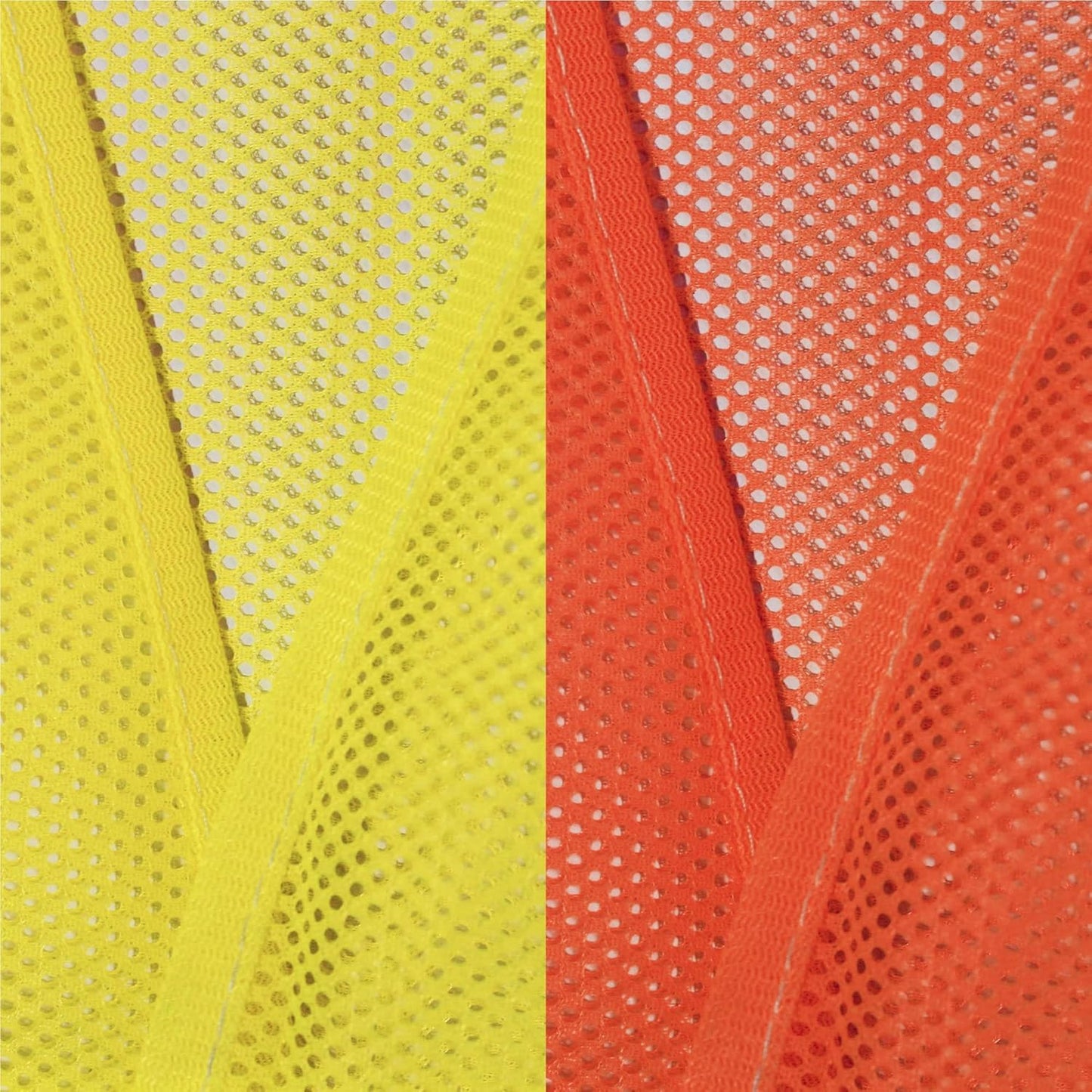 PeerBasics Safety Vests 10 Pack - Yellow Reflective High Visibility, Hi Vis Silver Strip, Men Women, Work, Cycling, Runner, Surveyor, Volunteer, Crossing Guard, Road, Construction, Neon (Mesh, 10)