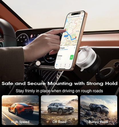 REOKILY 2026 Upgraded Vacuum Magnetic Car Phone Holder 360° Reinforced 96LBS Ultra Suction Cup Phone Mount for MagSafe Cell Phone Holders for Your Car/Gym/Mirror Mount for iPhone & Android