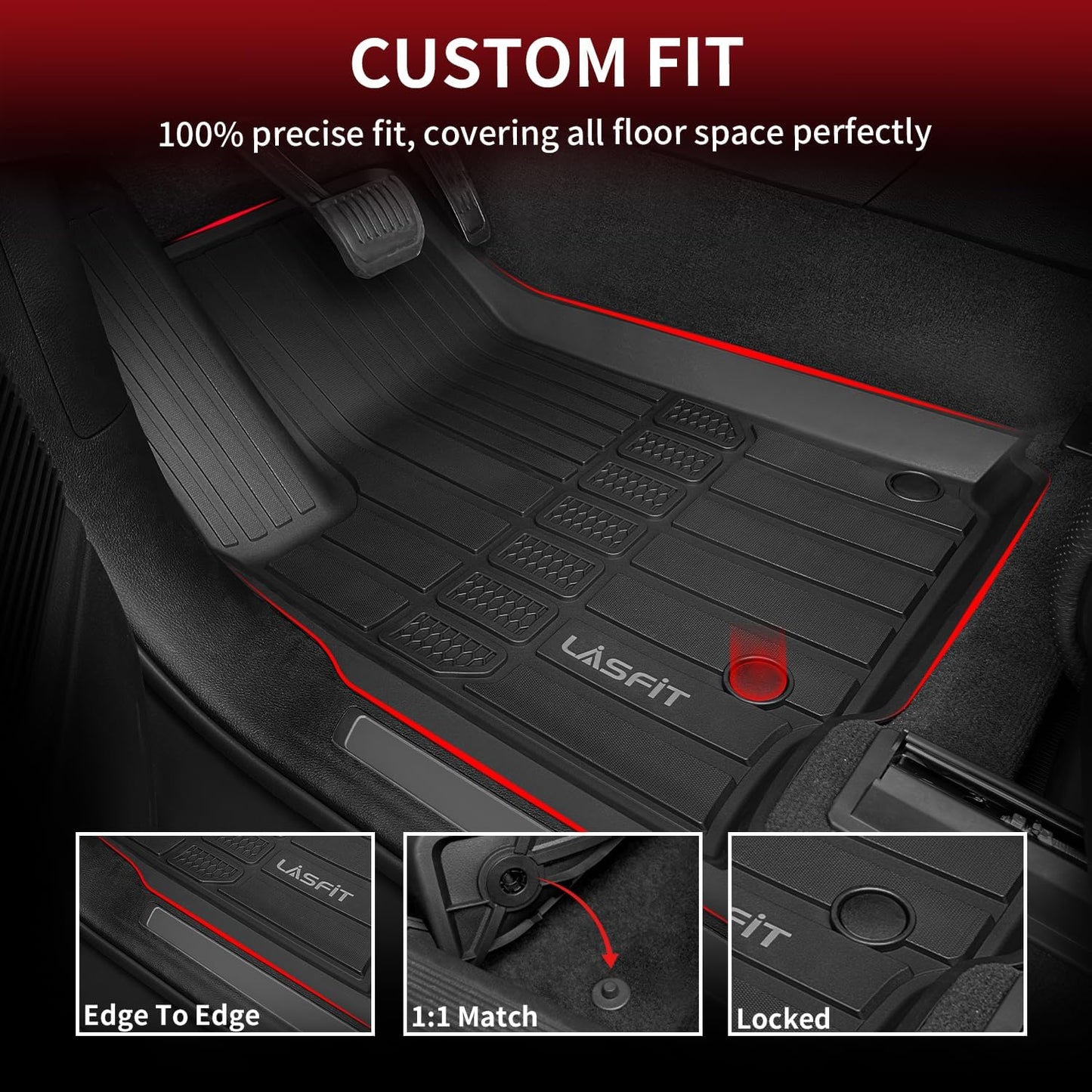 LASFIT Floor Mats for Jeep Grand Cherokee WL 2022-2025 2026 5-Seat (Include 4xe, NOT for L), All Weather TPE Custom Fit Car Mats Floor Liners Cargo Liner Cargo Mat Trunk Mat Black