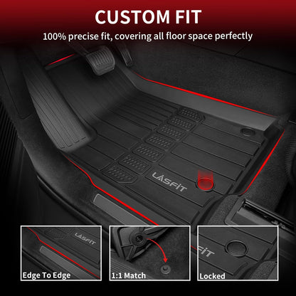 LASFIT Floor Mats for Jeep Grand Cherokee WL 2022-2025 2026 5-Seat (Include 4xe, NOT for L), All Weather TPE Custom Fit Car Mats Floor Liners Cargo Liner Cargo Mat Trunk Mat Black