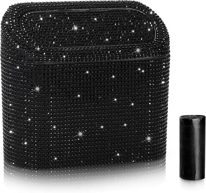Accmor Car Trash Can with Lid, Mini Auto Dustbin Garbage Organizer Holder 2 Packs, Automotive Storage Container Bin with 60 Pcs Bags for Vehicle, Home, Office